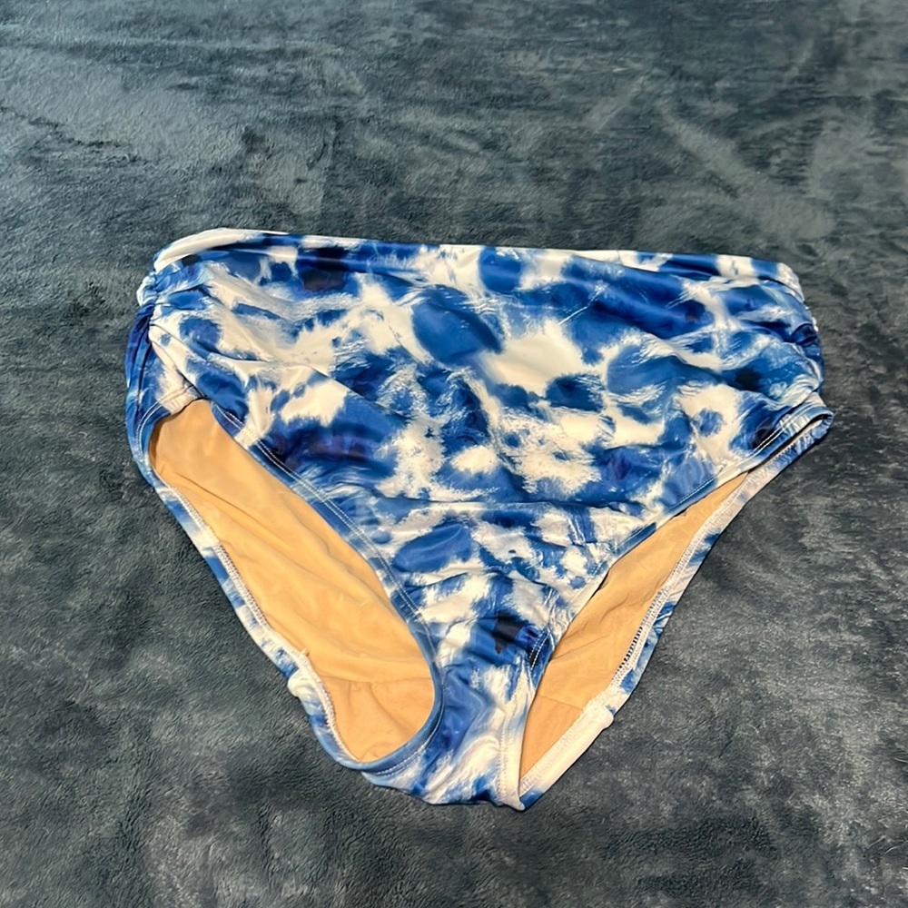 Blue and white bikini bottoms